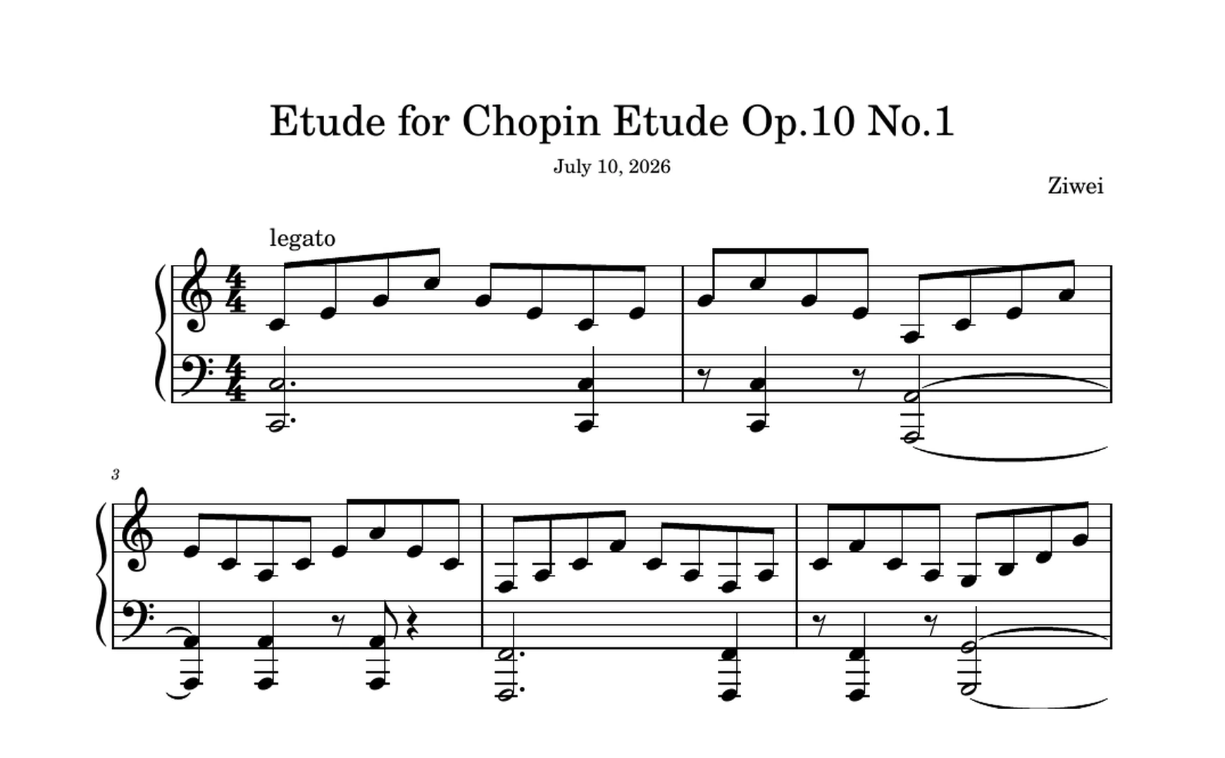 Etude for Chopin Etude Op.10 No.1 score