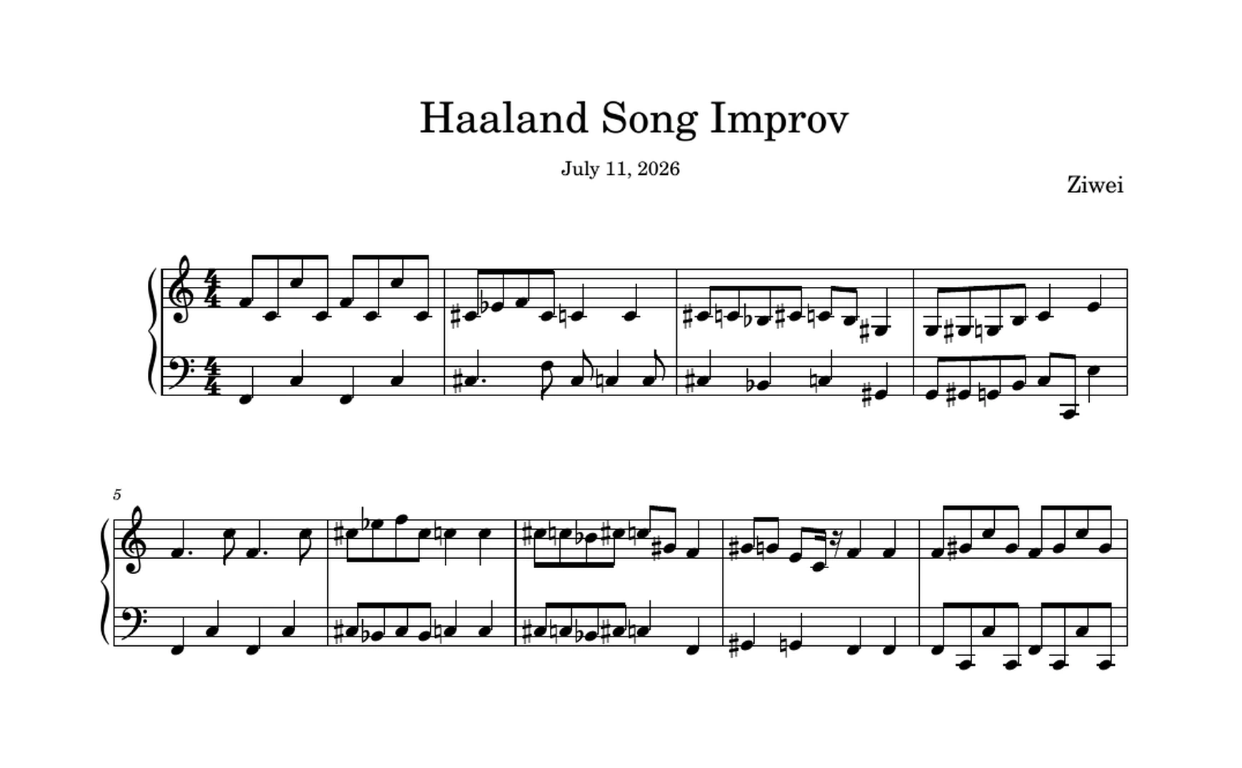 Haaland Song Improv score